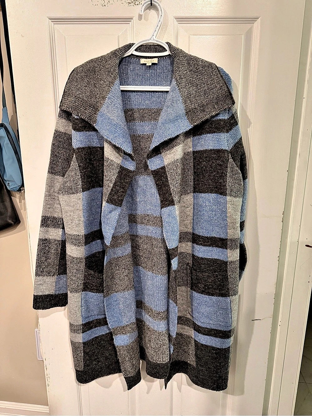 Laura Color Block Cardigan Blue & Gray Size Large Like New